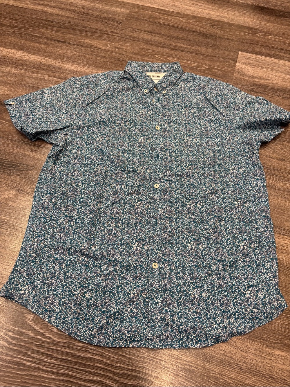 Ben Sherman Blue Multi-Print Short Sleeve Button-Down Shirt